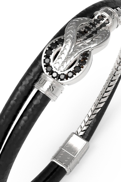 GUESS, Acél és bőr karkötő