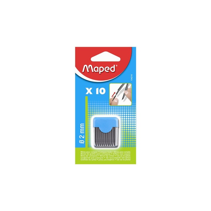 Set 10 x Mina pentru compas, Maped, Negru
