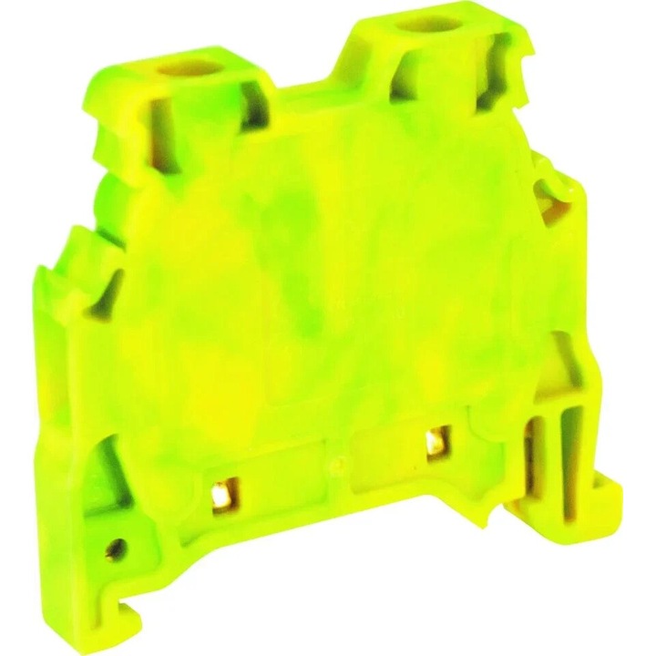 Clema de conectare pentru sina DIN 2-fire, Onka, verde-galben, 6mm2, montare pe sina 35mm