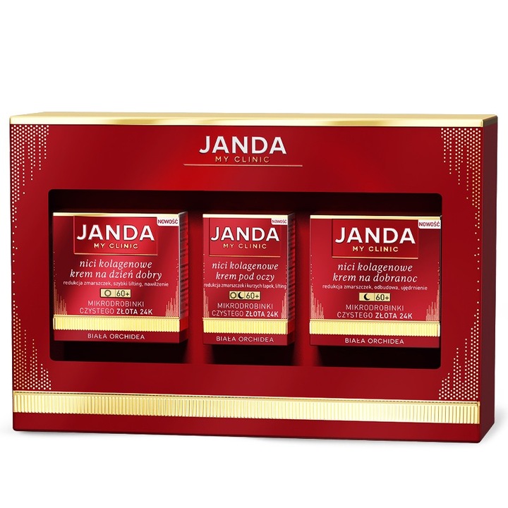 Set 3 creme pentru fata, JANDA My Clinic Collagen 60+, crema zi 50ml, crema noapte 50ml, crema pentru ochi 15ml