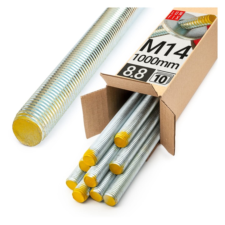 Set stifturi filetate M14, Lun Fix, 1m, 14mm, 10 bucati