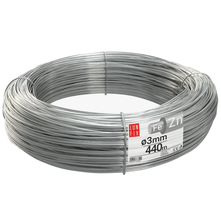 Строителна тел, 3 мм, Lun Fix, поцинкована, 440 м, 25 кг, сребриста