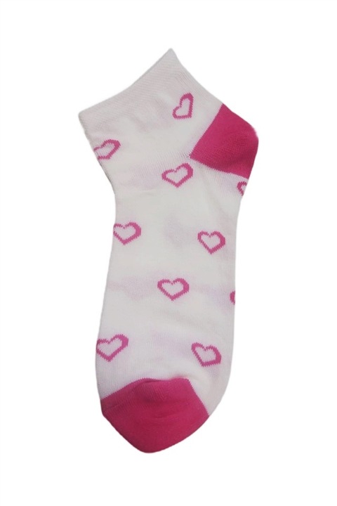 Sosete Dama, Rogalu, Scurte, Alb cu inimi roz, marime 36-39
