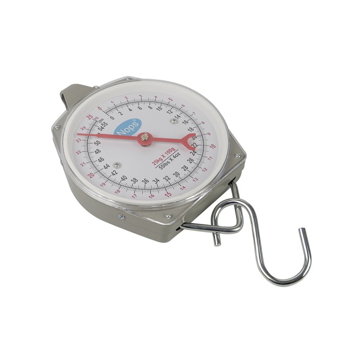 Cantar suspendat, pana la 25 kg, bagaje, pescuit, precizie pana la 100 g, tara, masurare in kg si lire, carlig din otel, rezultat precis, din otel rezistent, usor de transportat, rotund, doua carlige din otel, HDWR, wagPRO-H25