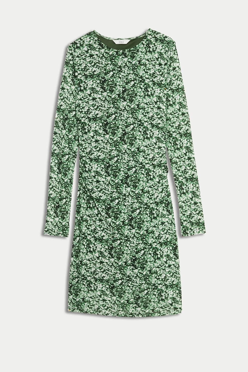 Marks & Spencer, Rochie mini cu croiala A si model floral, Verde, 14