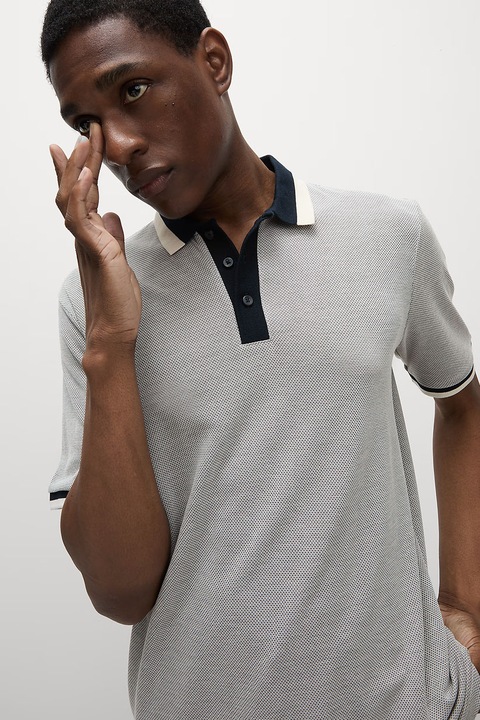 Marks & Spencer, Tricou polo regular fit, Negru/Gri