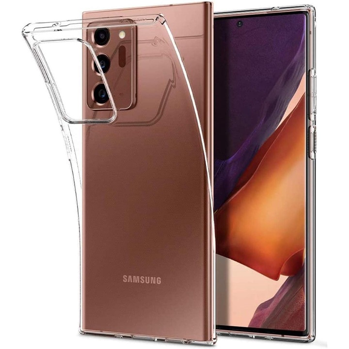 Калъф, съвместим с Samsung Galaxy Note 20 Ultra, ултра тънък, мек TPU удароустойчива защита - Прозрачен