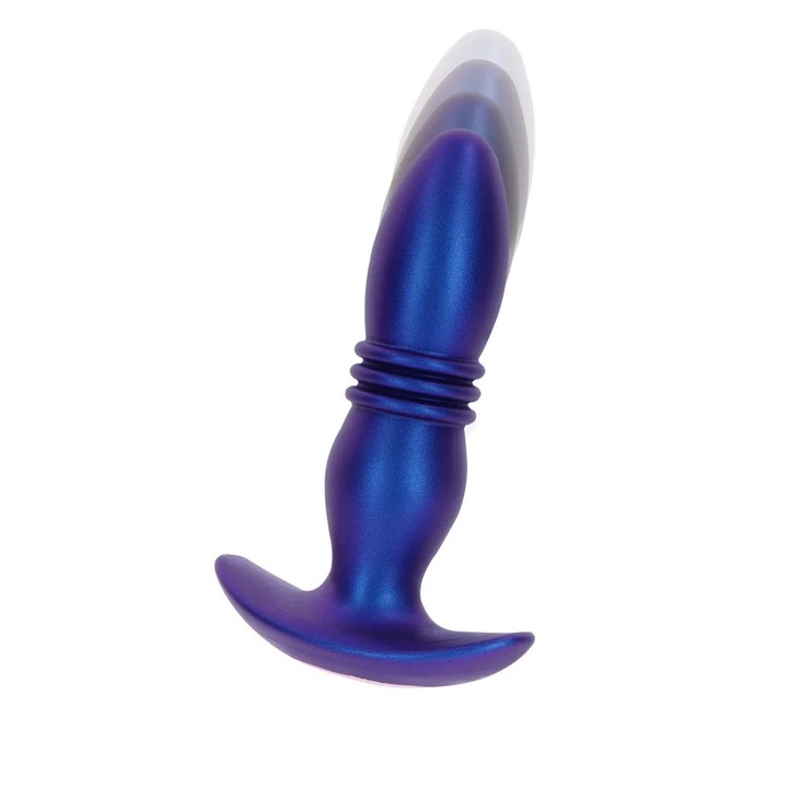 Dop Anal Thrusting ToyJoy Buttocks The Tough - 15.5 cm, Albastru - 7 Moduri Pulsatii, 3 Viteze Vibratii - Telecomanda Wireless pentru Jocuri in Cuplu