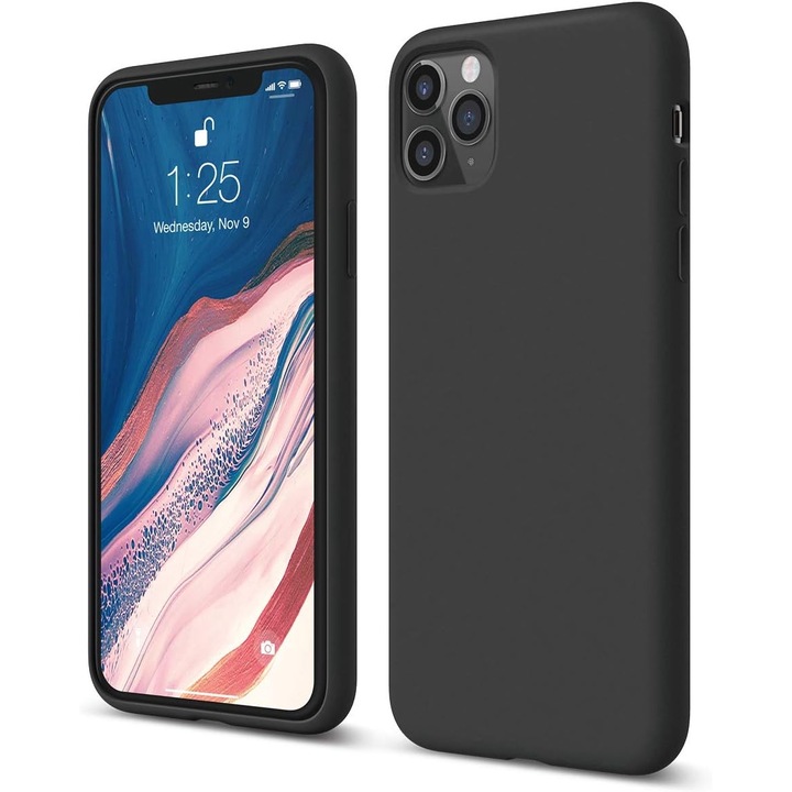 Кейс съвместим с Iphone 11 Pro Max, ултра тънък, мек TPU удароустойчива защита - Черен
