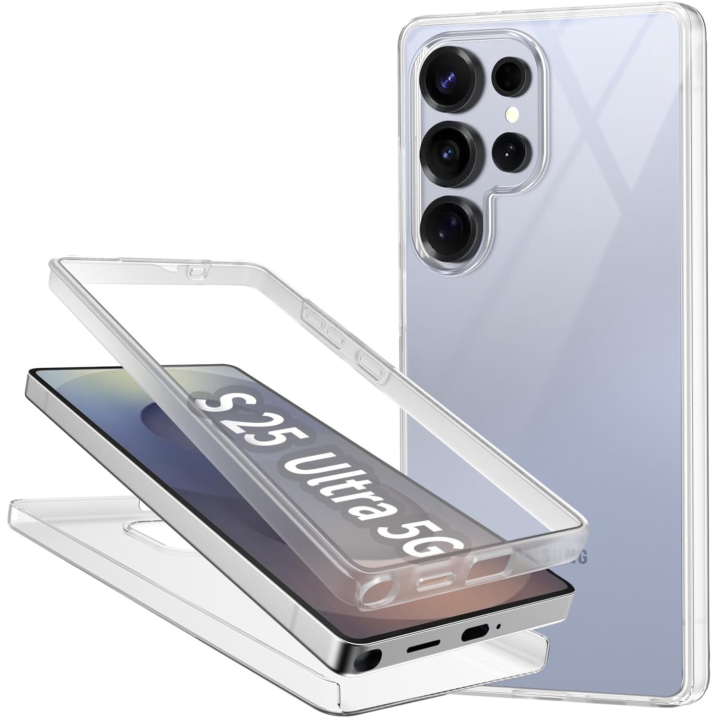 Husa 360 ALC Mobile, compatibila cu Samsung Galaxy S25 Ultra, V2 Transparent fata+spate