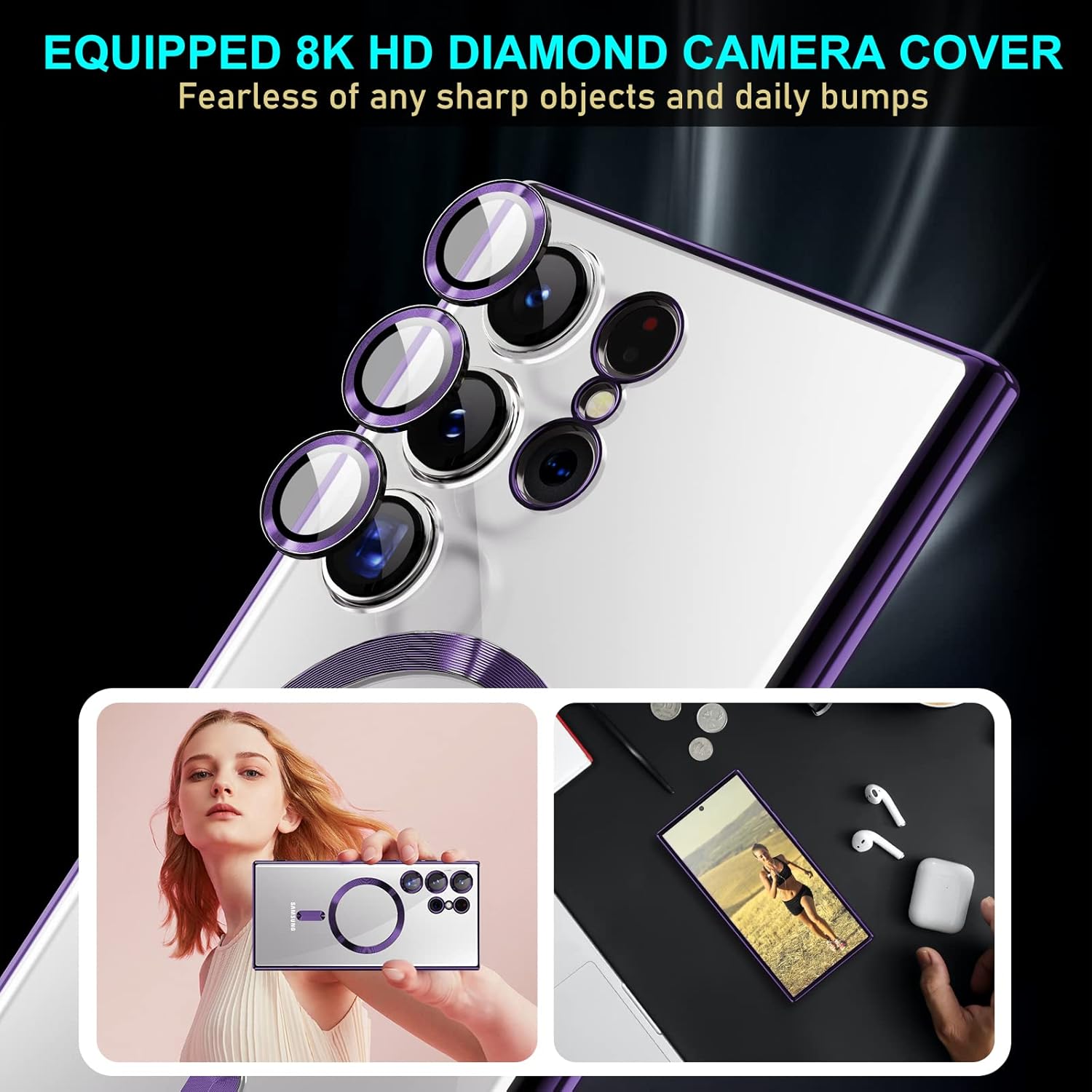 Husa compatibila cu Samsung Galaxy S26 Ultra, ALC MOBILE, pentru telefon mobil cu protectie pentru camera, Tehnologie MagSafe, rezistenta la socuri, contur Mov