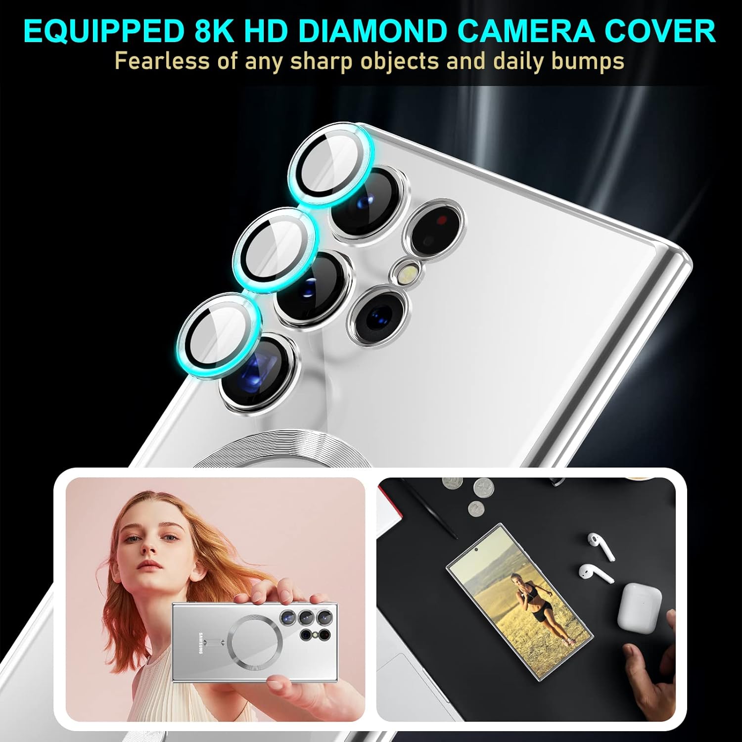 Husa compatibila cu Samsung Galaxy S26 Ultra, ALC MOBILE, pentru telefon mobil cu protectie pentru camera, Tehnologie MagSafe, rezistenta la socuri, contur Argintiu