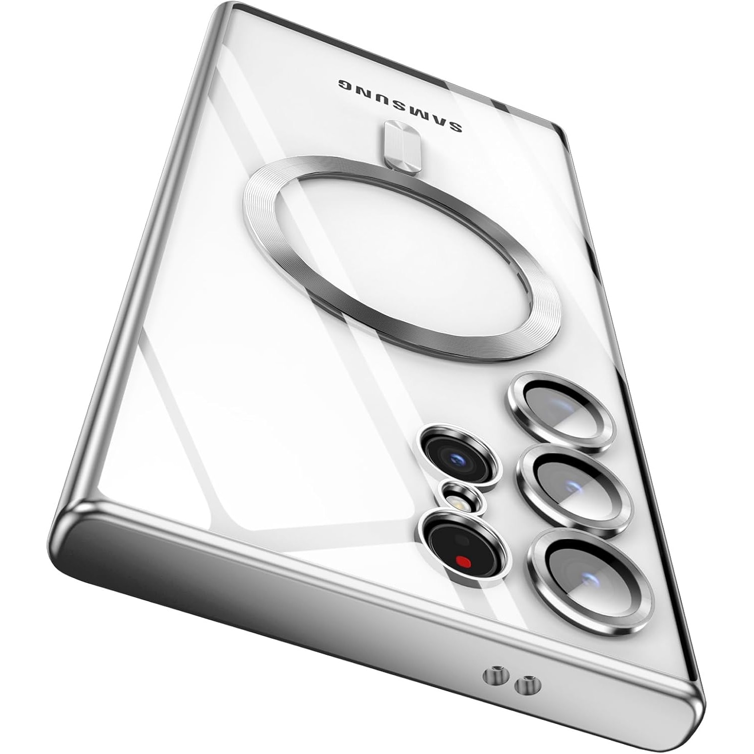 Husa compatibila cu Samsung Galaxy S26 Ultra, ALC MOBILE, pentru telefon mobil cu protectie pentru camera, Tehnologie MagSafe, rezistenta la socuri, contur Argintiu