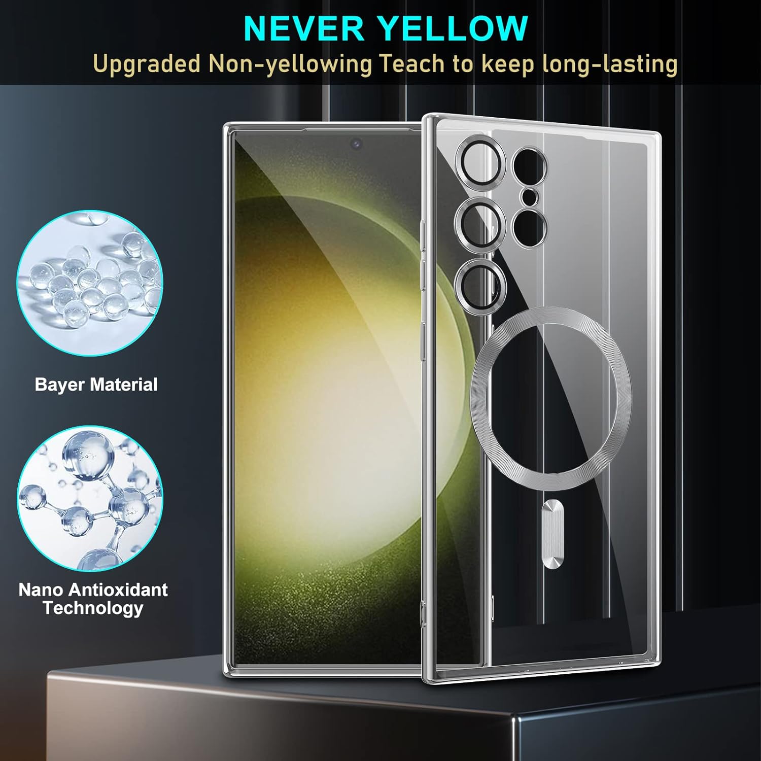 Husa compatibila cu Samsung Galaxy S26 Ultra, ALC MOBILE, pentru telefon mobil cu protectie pentru camera, Tehnologie MagSafe, rezistenta la socuri, contur Argintiu