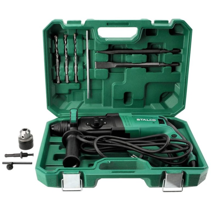Кабелен перфоратор 800W, SDS+ RHS26, 0-1450 об/мин, 0-5900 удара/мин, включен комплект аксесоари, Stalco S-97157
