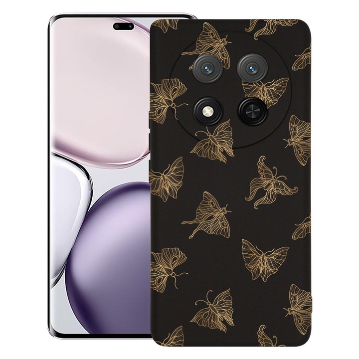 BestCase® Husa pentru Honor Magic 7 Lite, Premium Slim Silicon 1.2MM, Gold Butterfly, Microfibra in interior, Antisoc, Protectie camera si ecran, 1926315 PB 919