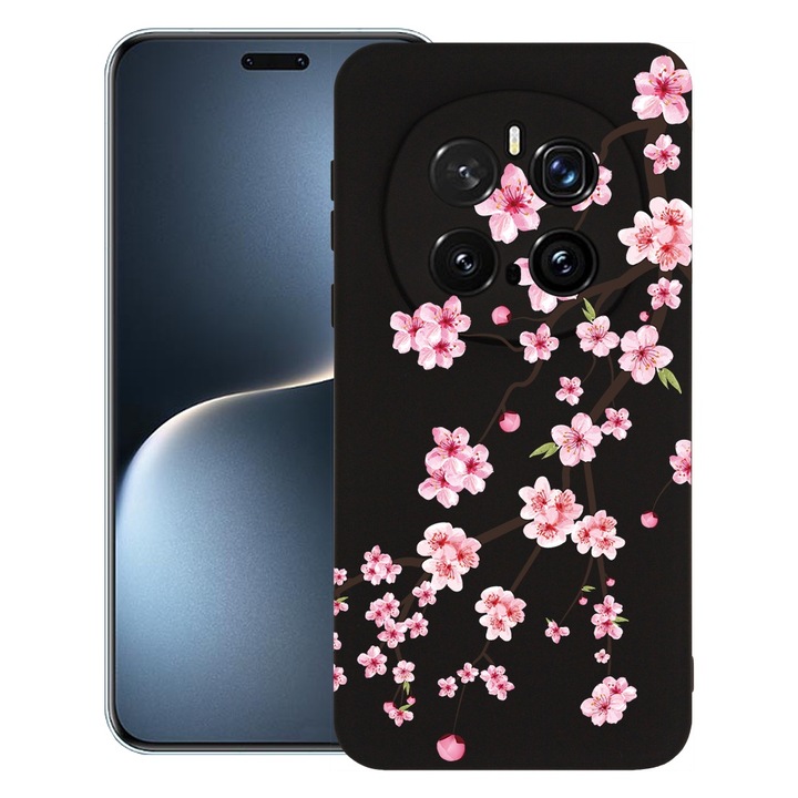 Силиконов калъф BestCase за Honor Magic7 Pro, Japan Cherry tree, SLIM 1.2MM, Microfiber interior, Premium Soft Liquid Silicon, Black, 1926316 PB 1475