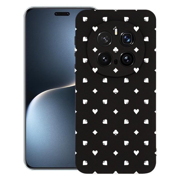 Силиконов калъф BestCase за Honor Magic7 Pro, Simple Poker Pattern, SLIM 1.2MM, Microfiber interior, Premium Soft Liquid Silicon, Black, 1926316 PB 1449