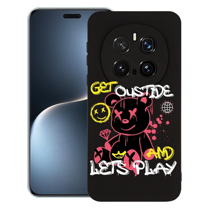 Силиконов калъф BestCase за Honor Magic7 Pro, Teddy Bear Lets Play, SLIM 1.2MM, Microfiber interior, Premium Soft Liquid Silicon, Black, 1926316 PB 1554