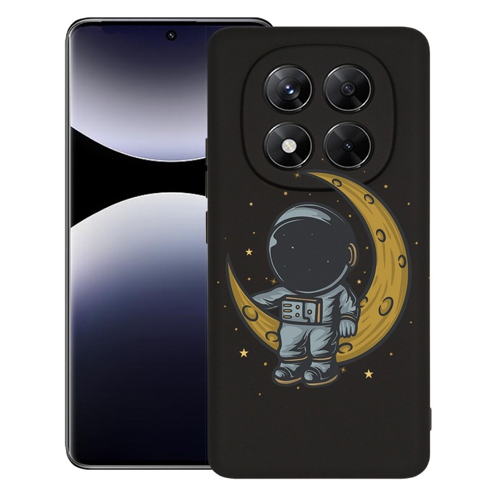 BestCase® Husa pentru Xiaomi Redmi Note 14 Pro, Premium Slim Silicon 1.2MM, Astronaut on Moon, Microfibra in interior, Antisoc, Protectie camera si ecran, 1926325 PB 997