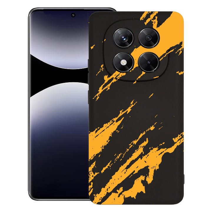 BestCase® Husa pentru Xiaomi Redmi Note 14 Pro, Premium Slim Silicon 1.2MM, Golden Stripes, Microfibra in interior, Antisoc, Protectie camera si ecran, 1926325 PB 1054