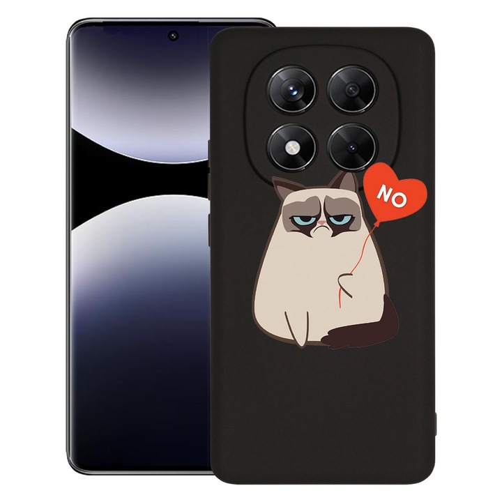 BestCase® Husa pentru Xiaomi Redmi Note 14 Pro, Premium Slim Silicon 1.2MM, Meme - Grumpy Says No, Microfibra in interior, Antisoc, Protectie camera si ecran, 1926325 PB 657