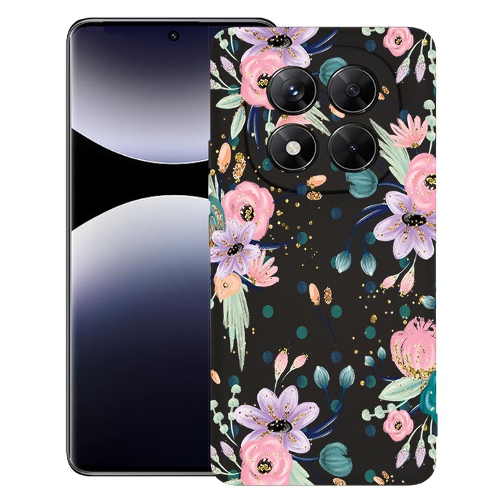 BestCase® Husa pentru Xiaomi Redmi Note 14 Pro Plus, Premium Slim Silicon 1.2MM, Flowers Collection, Microfibra in interior, Antisoc, Protectie camera si ecran, 1926326 PB 495