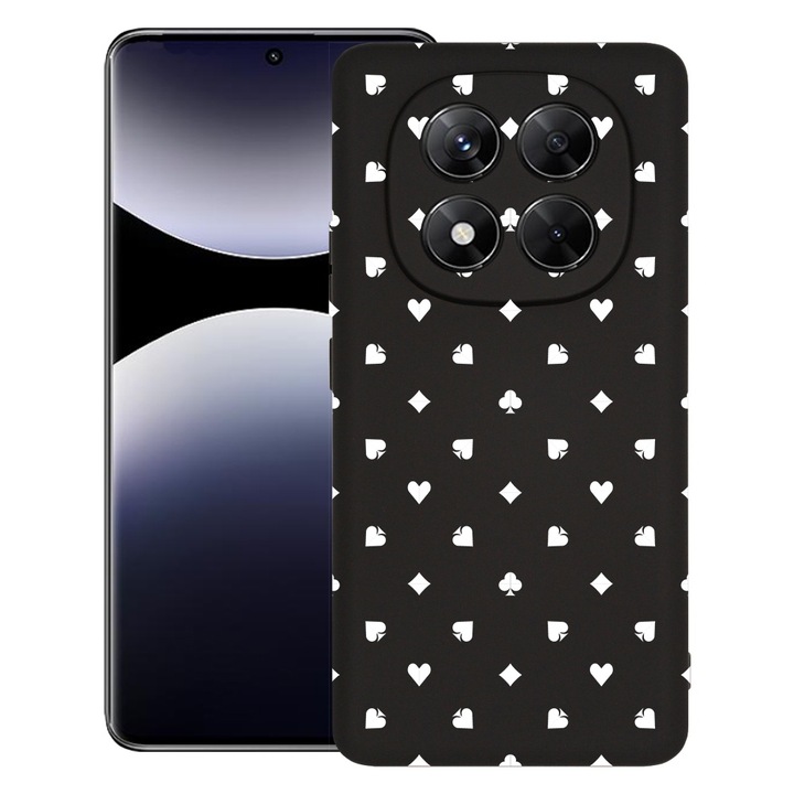 BestCase® Husa pentru Xiaomi Redmi Note 14 Pro Plus, Premium Slim Silicon 1.2MM, Simple Poker Pattern, Microfibra in interior, Antisoc, Protectie camera si ecran, 1926326 PB 1449
