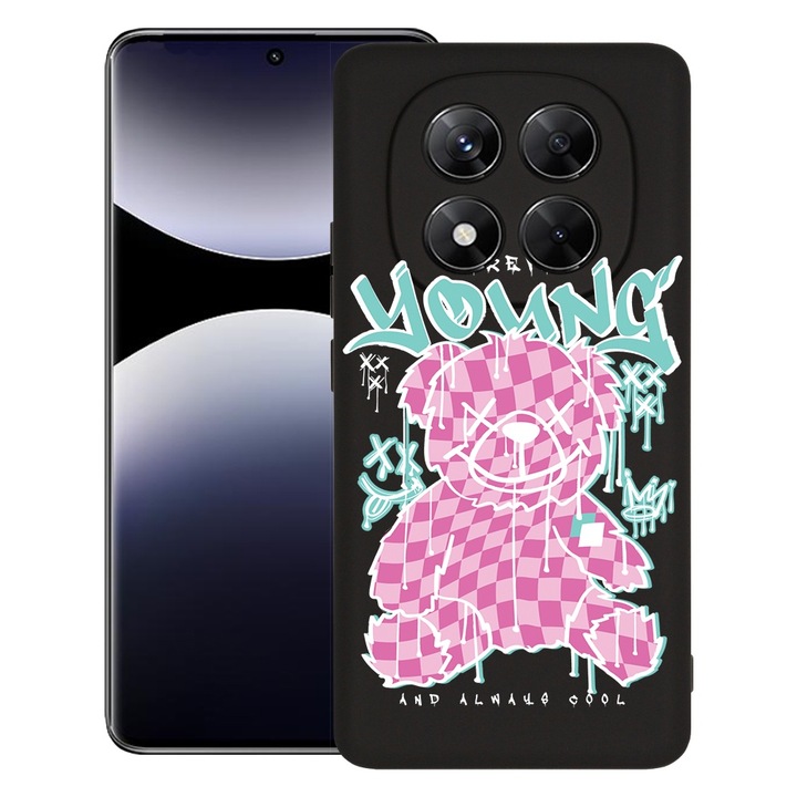 BestCase® Husa pentru Xiaomi Redmi Note 14 Pro Plus, Premium Slim Silicon 1.2MM, Teddy Bear Forever Young, Microfibra in interior, Antisoc, Protectie camera si ecran, 1926326 PB 1566