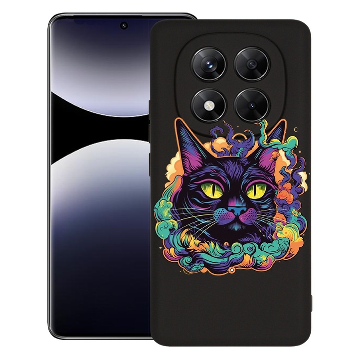 BestCase® Husa pentru Xiaomi Redmi Note 14 Pro Plus, Premium Slim Silicon 1.2MM, Dream Colors - Black Cat, Microfibra in interior, Antisoc, Protectie camera si ecran, 1926326 PB 1571