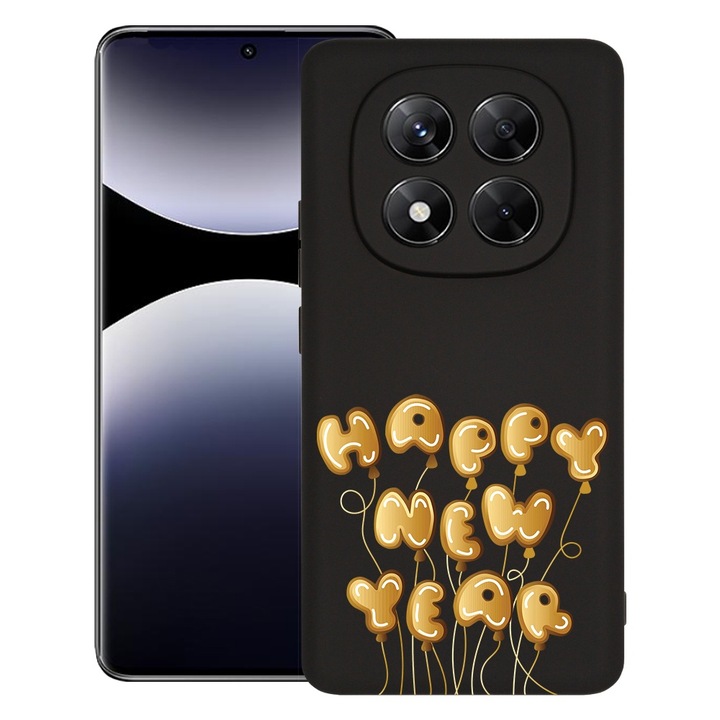 BestCase® Husa pentru Xiaomi Redmi Note 14 Pro, Premium Slim Silicon 1.2MM, Happy New Year, Microfibra in interior, Antisoc, Protectie camera si ecran, 1926325 PB 1826