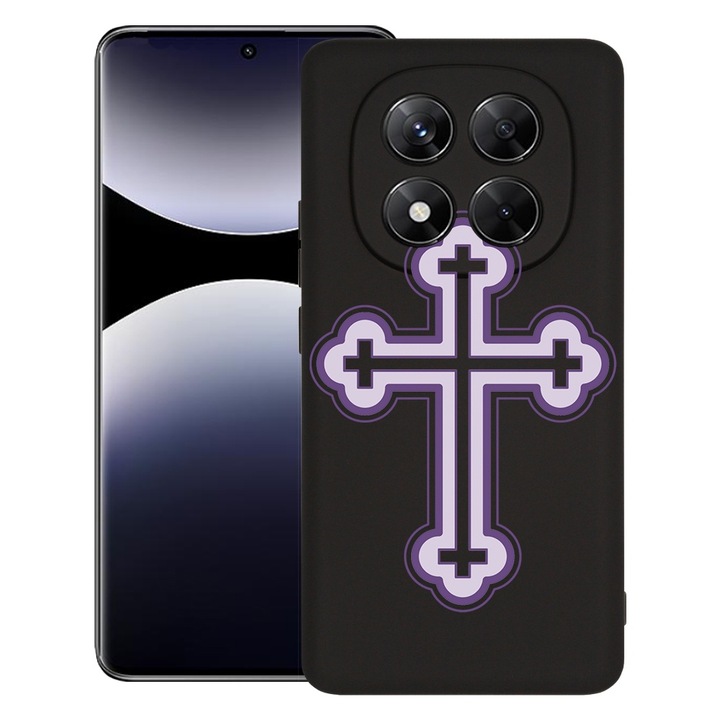 BestCase® Husa pentru Xiaomi Redmi Note 14 Pro, Premium Slim Silicon 1.2MM, Purple Cross, Microfibra in interior, Antisoc, Protectie camera si ecran, 1926325 PB 1789