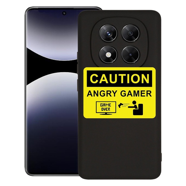BestCase® Husa pentru Xiaomi Redmi Note 14 Pro, Premium Slim Silicon 1.2MM, Angry Gamer, Microfibra in interior, Antisoc, Protectie camera si ecran, 1926325 PB 673