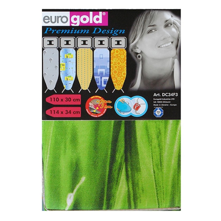 Husa pentru masa de calcat Eurogold Premium, Bumbac, 110 x 30 cm