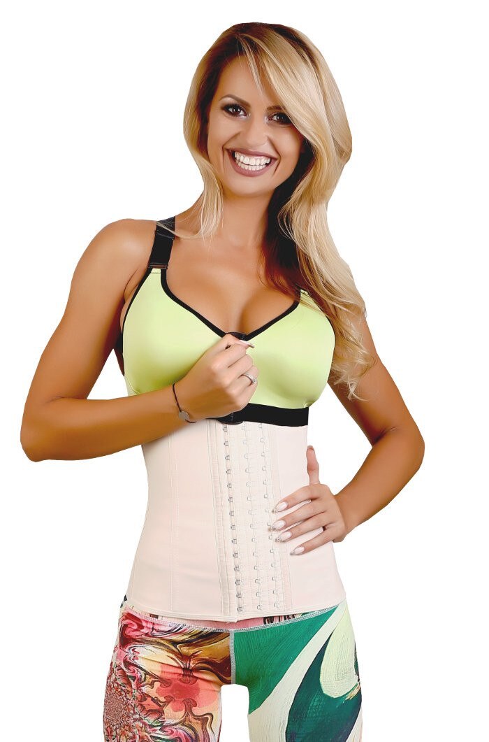 Corset Latex - Aggressive Glossy, Clessidra, Bej, Bej