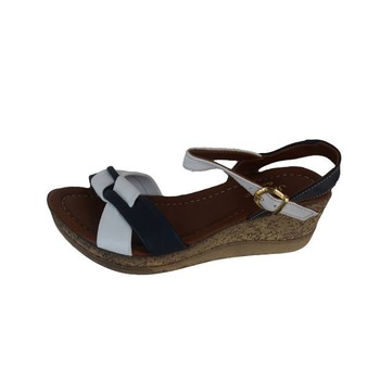 Sandale bicolore, din piele naturala, D&J Exclusive, Bleumarin/Alb Sandale bicolore, din piele naturala, D&J Exclusive, Bleumarin/Alb