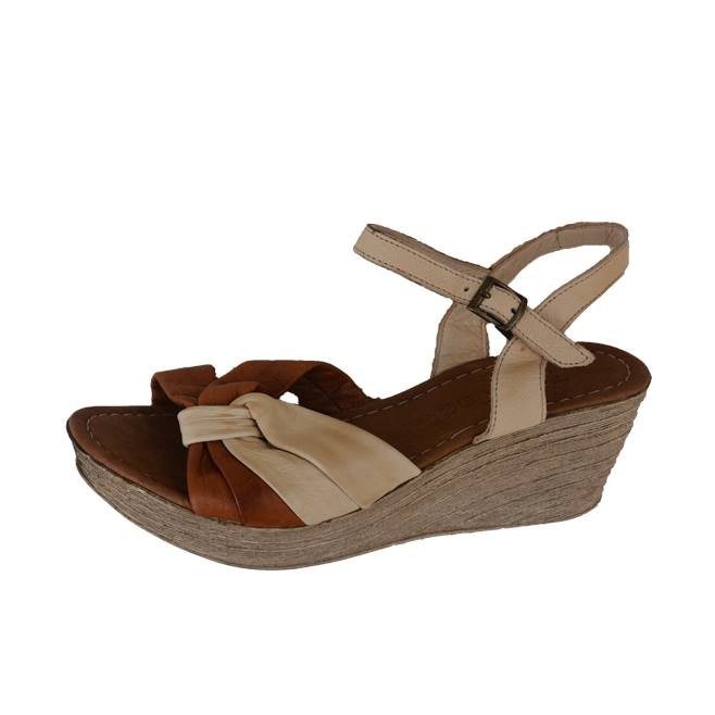 Sandale bicolore, din piele naturala, D&J Exclusive, Alb - Maro