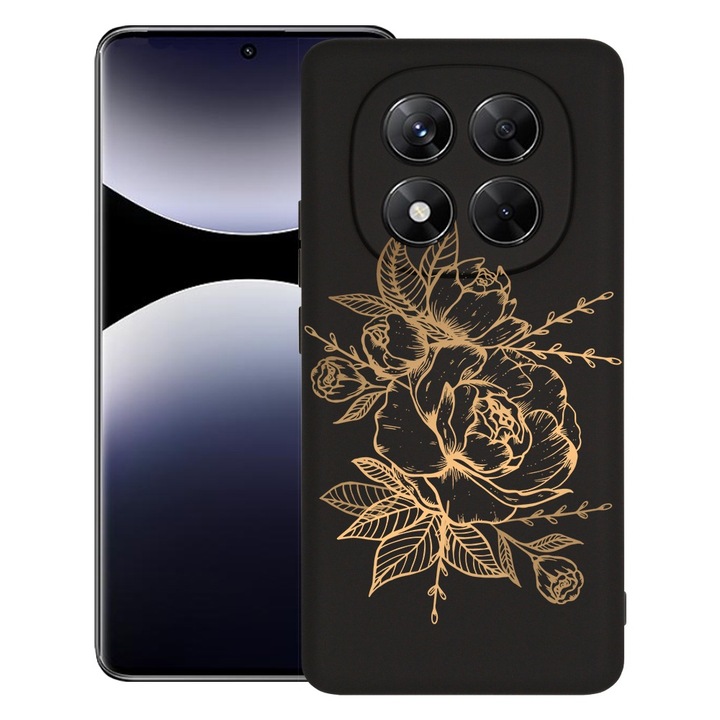 BestCase® Husa pentru Xiaomi Redmi Note 14 Pro Plus, Premium Slim Silicon 1.2MM, Golden Rose, Microfibra in interior, Antisoc, Protectie camera si ecran, 1926326 PB 989