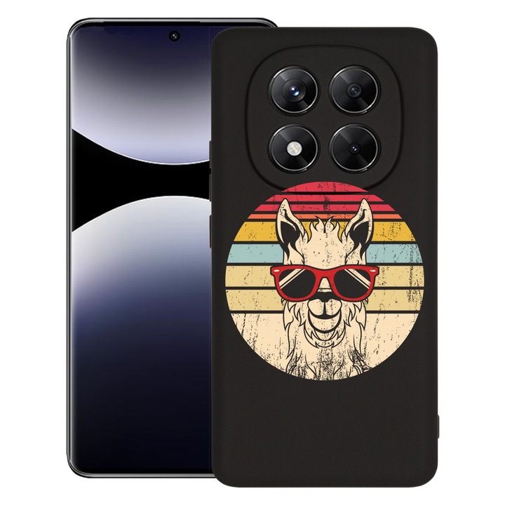 BestCase® Husa pentru Xiaomi Redmi Note 14 Pro Plus, Premium Slim Silicon 1.2MM, Oldschool LLama, Microfibra in interior, Antisoc, Protectie camera si ecran, 1926326 PB 1818