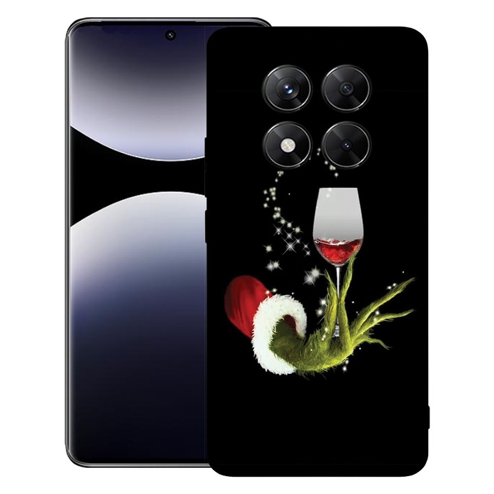 BestCase® Husa pentru Xiaomi Redmi Note 14 Pro Plus, Premium Slim Silicon 1.2MM, Xmas Grinch, Microfibra in interior, Antisoc, Protectie camera si ecran, 1926326 PB 1355