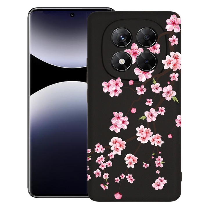 BestCase® Husa pentru Xiaomi Redmi Note 14 Pro Plus, Premium Slim Silicon 1.2MM, Japan Cherry tree, Microfibra in interior, Antisoc, Protectie camera si ecran, 1926326 PB 1475