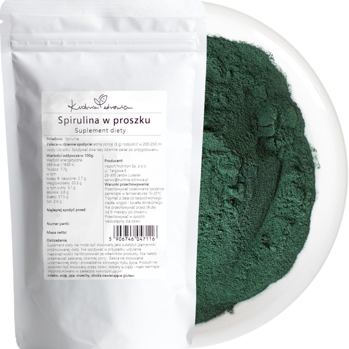 Spirulina pulbere - Kuchnia Zdrowia - 250g per pachet - Detoxifiere - Curatarea corpului - Natural - Fara aditivi inutili - Ambalaj Zip-lock