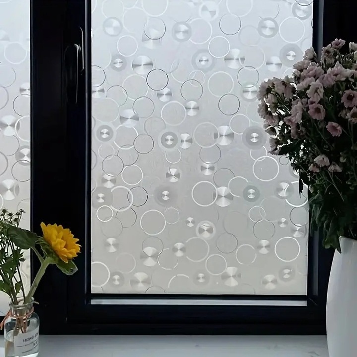 Folie Decorativa CCmax pentru Geam, Model Discuri, Protectie Solara si Intimitate, 600 x 2000 mm