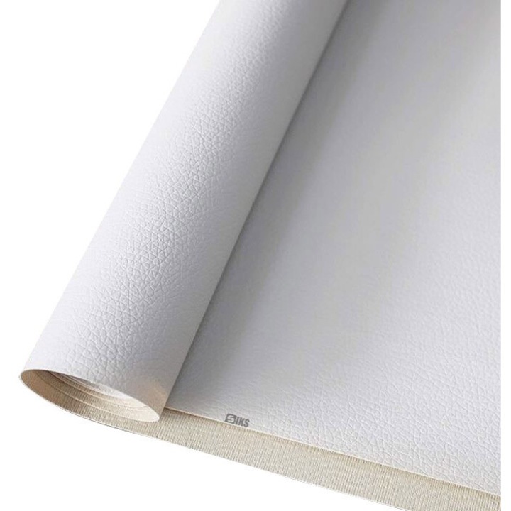 SIKS Öko Bőr Fólia, Öntapadó, Kanapéjavításhoz, Fotelek, Székek, Autóbelső Javításához, Mérete 75 x 250 cm, Fehér