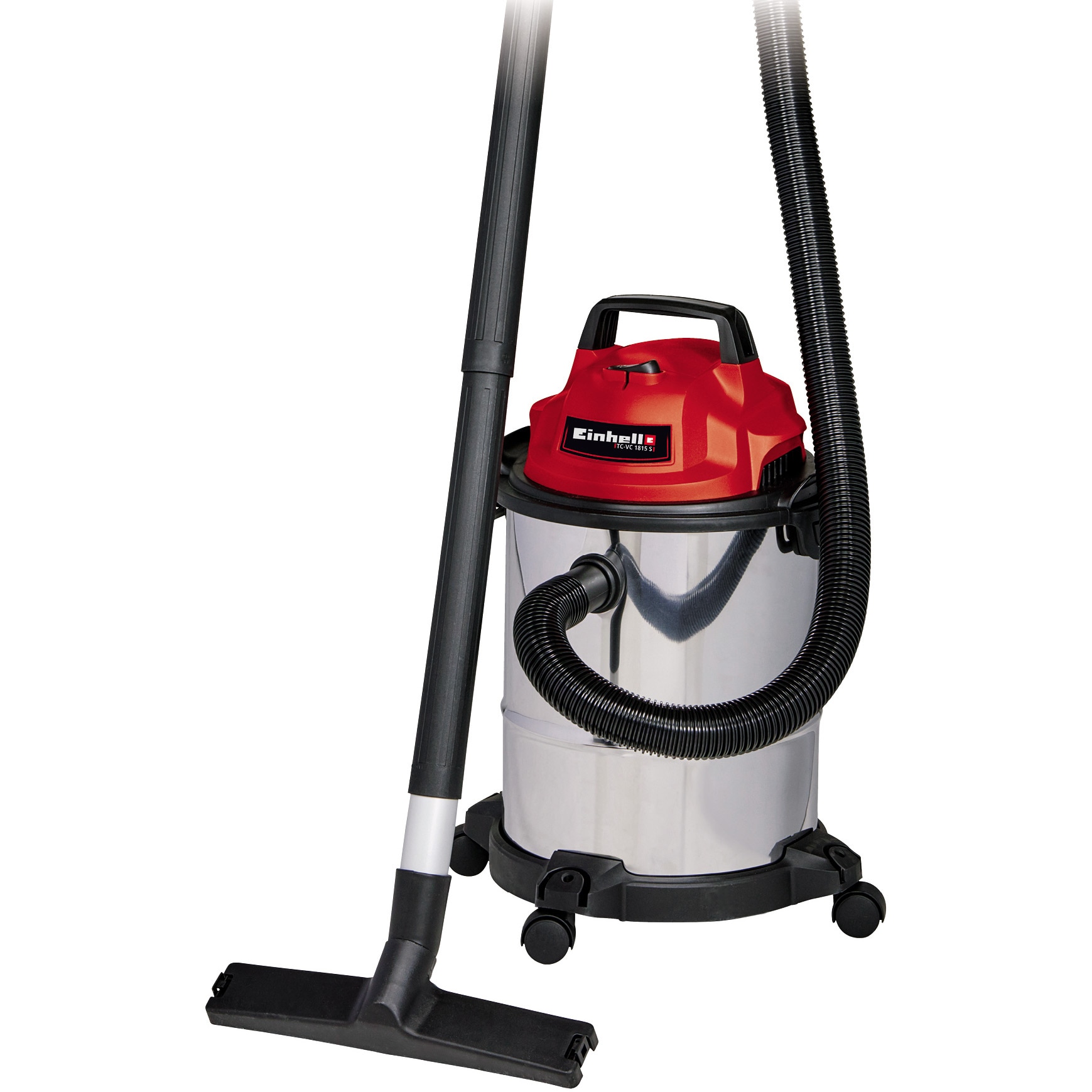 Aspirator umed/uscat Einhell TC-VC 1815 S, 1.250 W, recipient din otel inoxidabil de 15 litri, sistem de furtun de 36 mm, suport pentru accesorii, duza de aspirare cu insertie comb