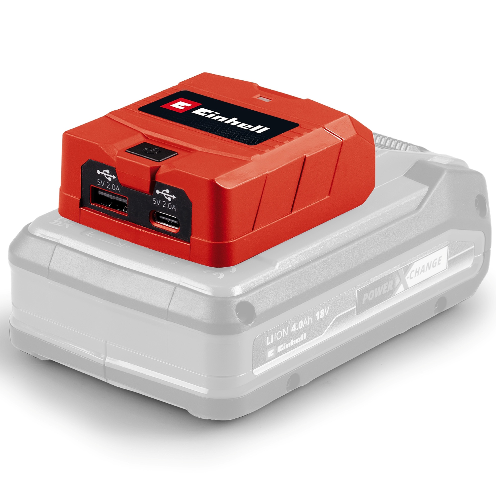 Adaptor pentru acumulator USB Einhell TC-CP 18 Li USB A/C-Solo Power X-Change, 18 V, 1x conexiune USB-A, 1x conexiune USB-C, fara acumulator si incarcator