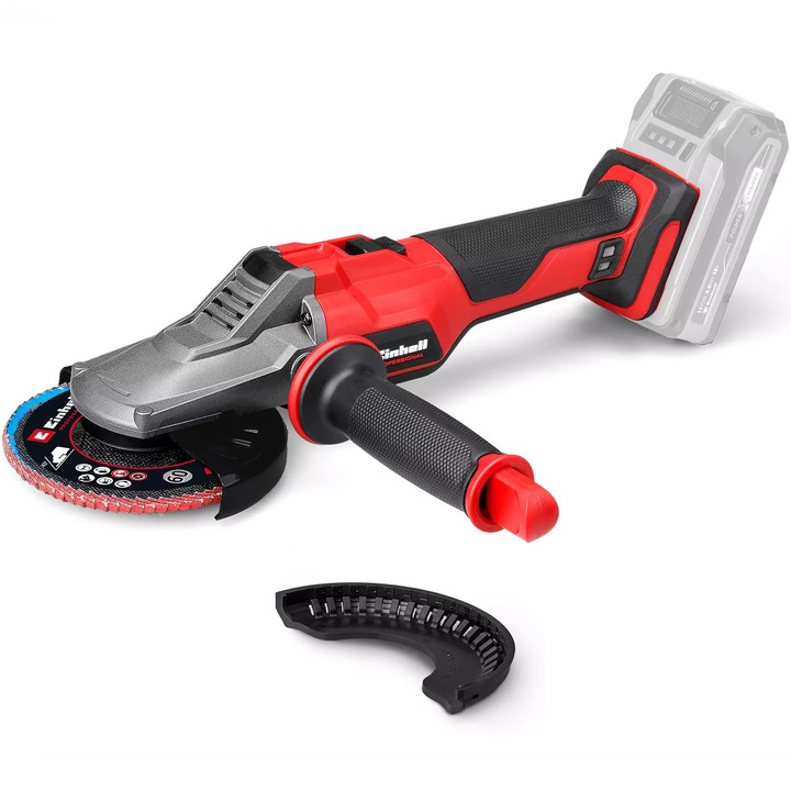 Polizor unghiular fara fir cu cap plat Einhell Professional TP-AG 18/125 F Li BL-Solo Power X-Change, 18 V, 700 W, Ø disc 125 mm, adancime de taiere 33 mm, fara perii, inclusiv accesorii, livrat fara acumulator si incarcator