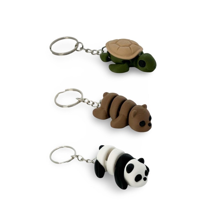 Breloc Broasca testoasa - Urs - Panda (Set de 3 brelocuri)