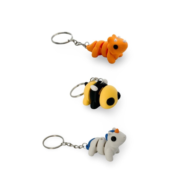 Breloc Dinozaur - Albina - Unicorn (Set de 3 brelocuri)