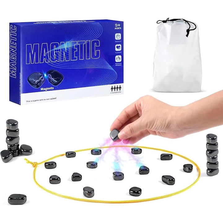 Joc Magnetic Strategic pentru Copii, Aurov®, Set cu 30 de Magneti, Interactiune Parinte-Copil, Dezvoltare prin puzzle, Imbunatatirea concentrarii, maxim 4 Jucatori, Varsta 9+